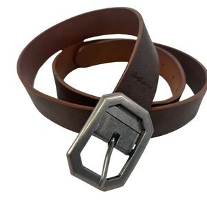 Kamots Dark Light Brown Genuine Pebbled Leather Reversible Belt With Silver Buck